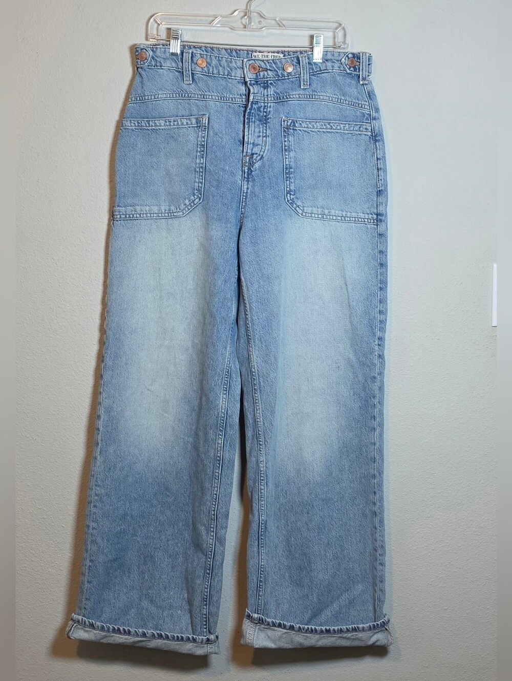 Free People We The Free Palmer Cuffed Jeans 29 Light Wash Relaxed Boyfriend - Picture 4 of 10